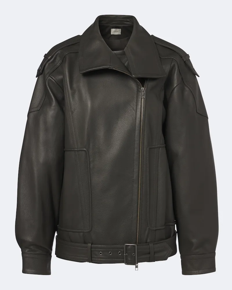 Vince Oversize-Bikerjacke aus Leder Grün
