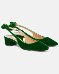 Aquazzura Slingback-Pumps Very Bow Tie 35 aus Samt Gruen