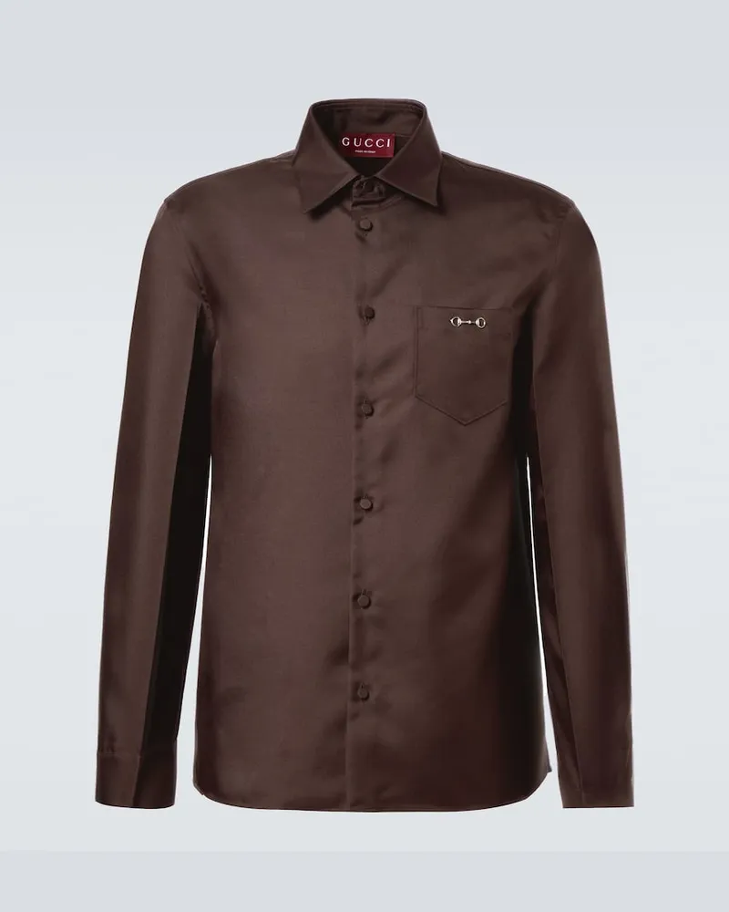 Gucci Hemd Horsebit Braun
