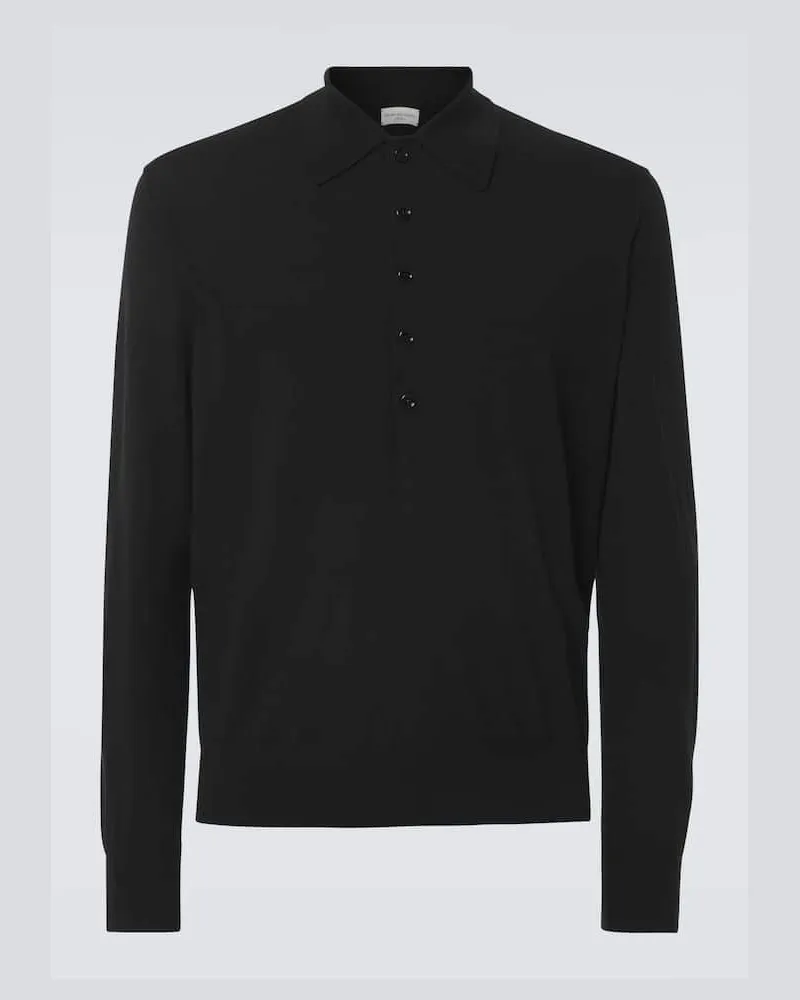 Dries van Noten Polopullover aus Wolle Schwarz