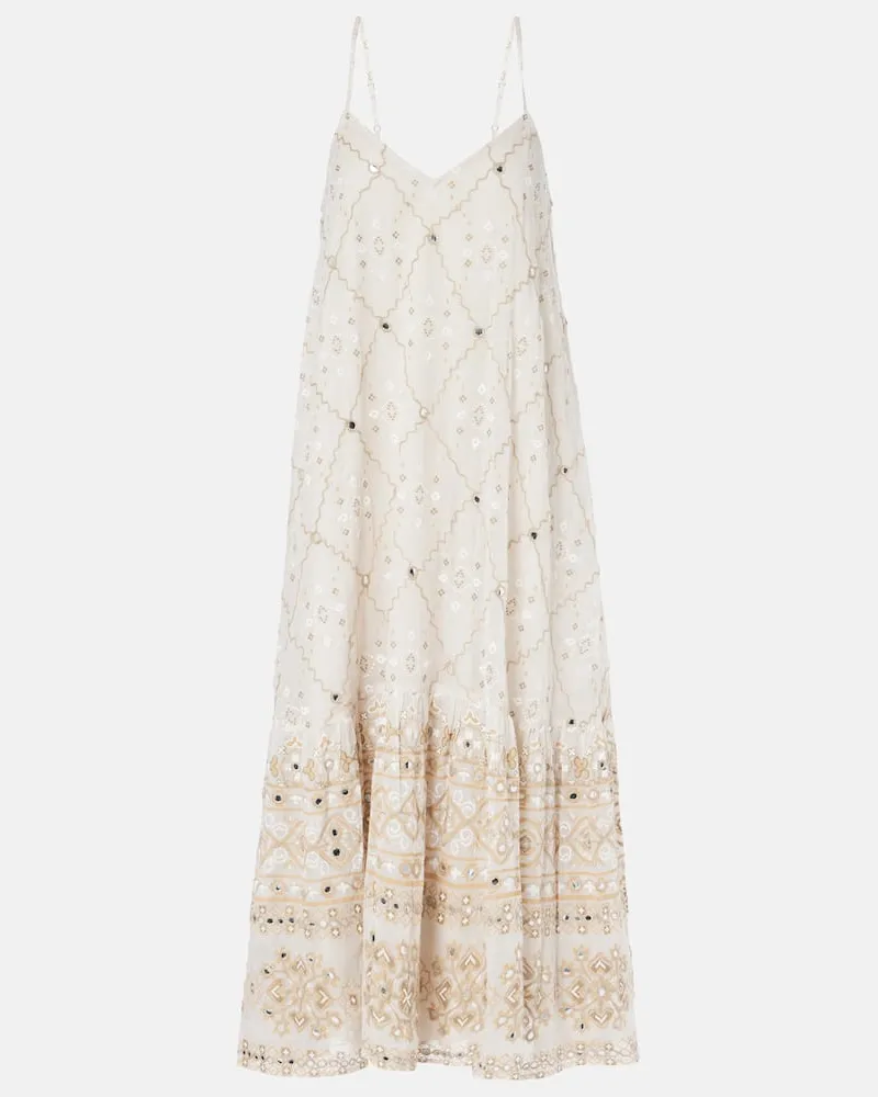Juliet Dunn Bedrucktes Midikleid Mosaic aus Baumwolle Neutral