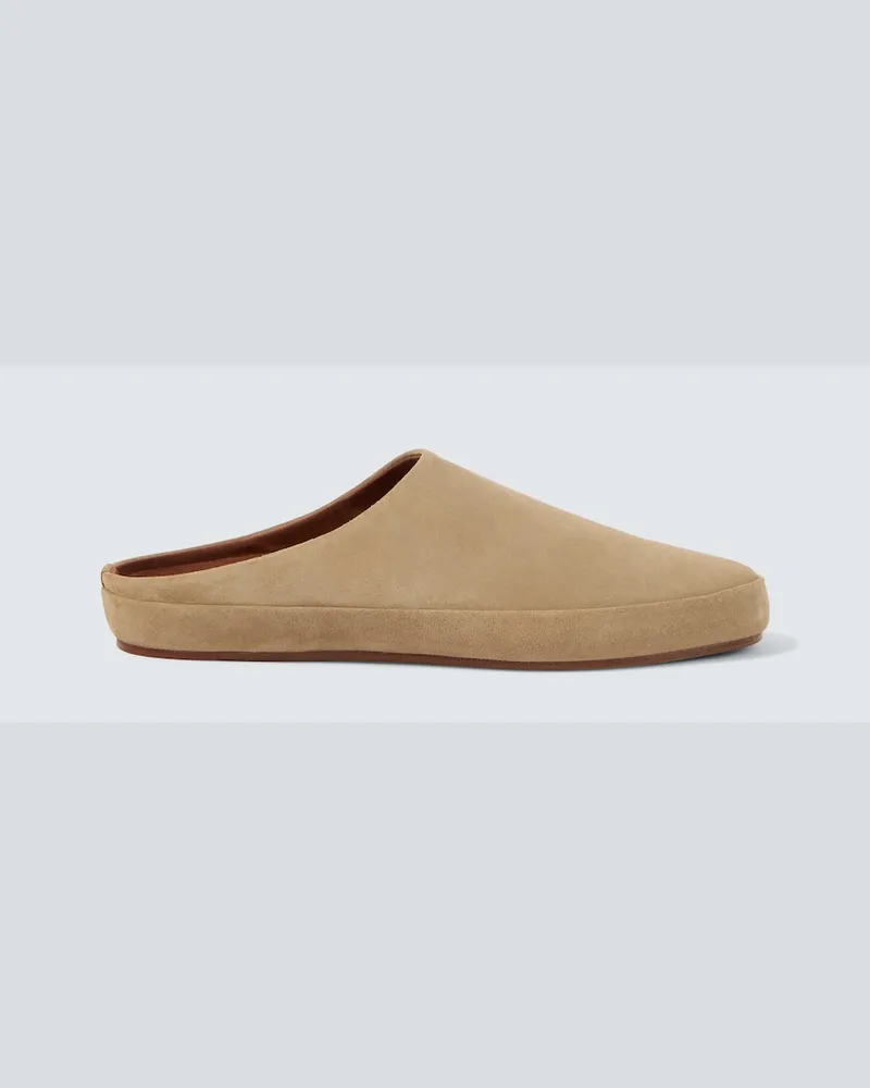 Loro Piana Slippers Tomori Walk aus Veloursleder Beige