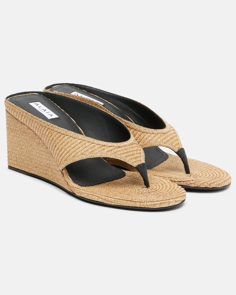 Alaïa Alaïa Wedge-Sandalen Cube 75 Beige