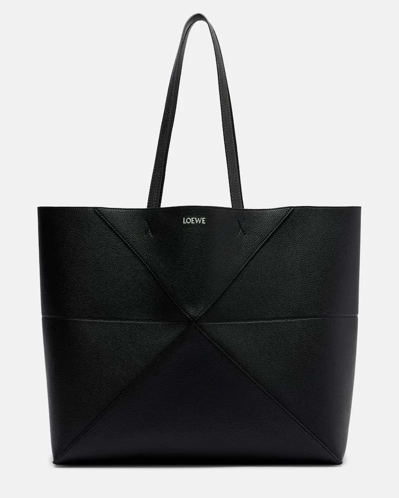 Loewe Tote Bag Puzzle Fold Large aus Leder Schwarz