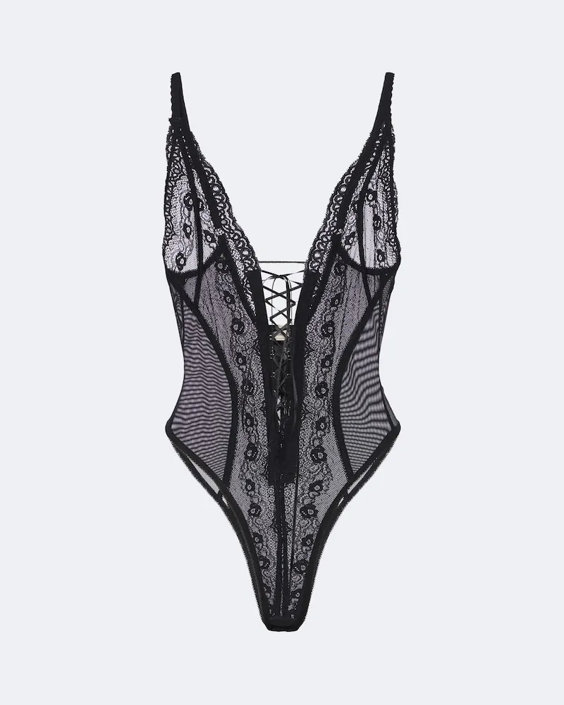 Blumarine Body aus Spitze Schwarz