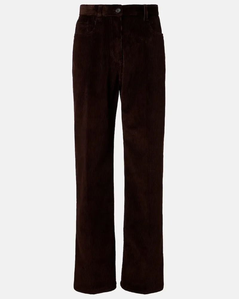Miu Miu Weite Hose aus Baumwoll-Cord Braun