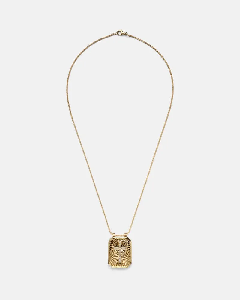 Marie Lichtenberg Halskette Cross aus 18kt Gelbgold mit Diamanten Gold