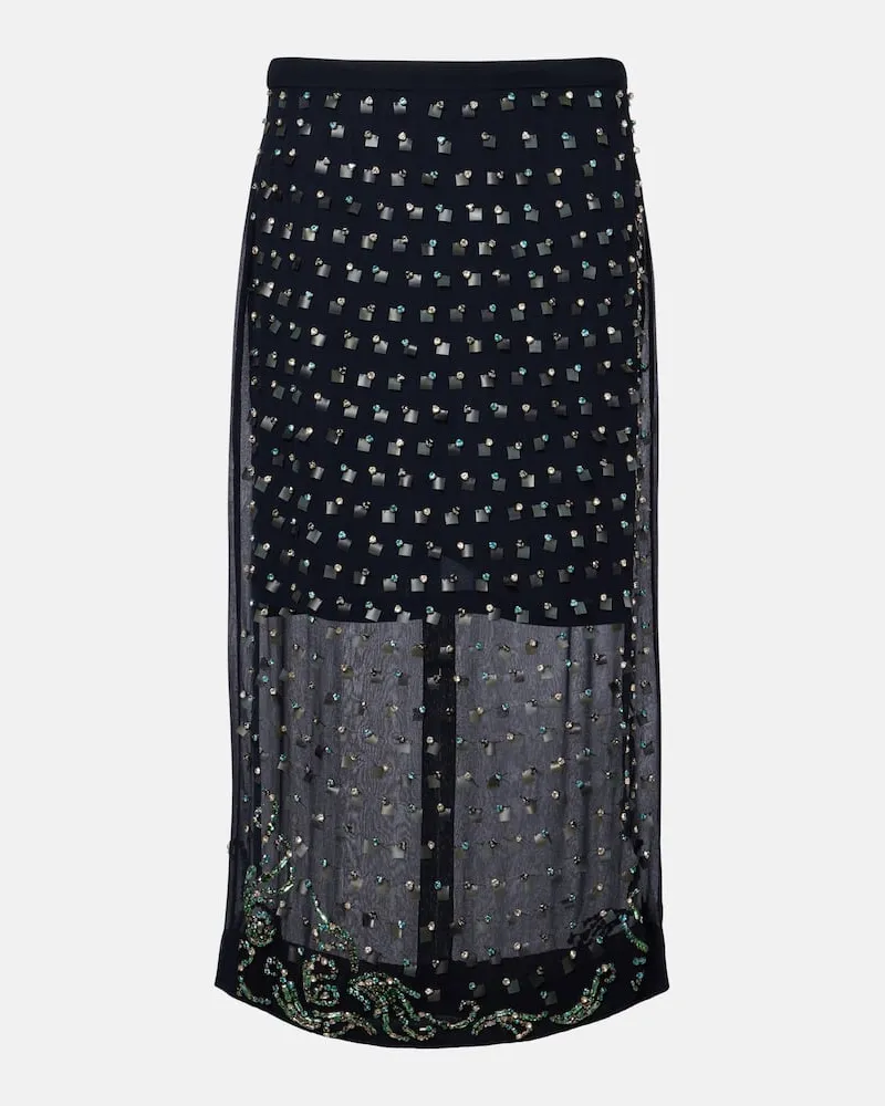 Dries van Noten Verzierter Midirock Blau
