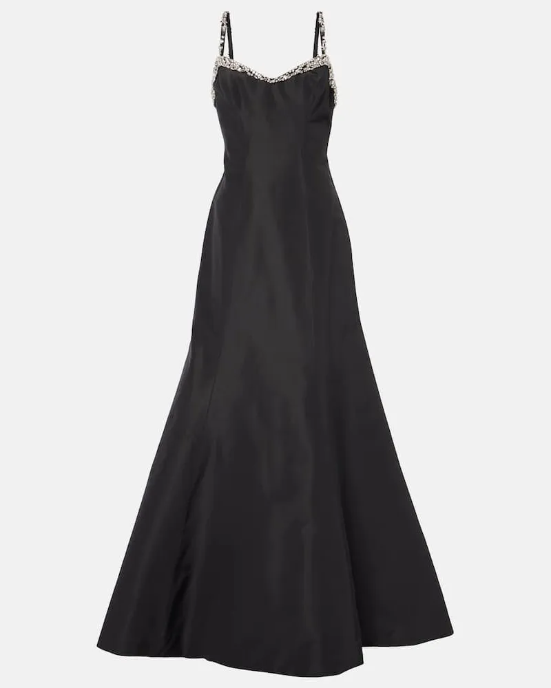 Monique Lhuillier Verzierte Robe Tumpet aus Seide Schwarz