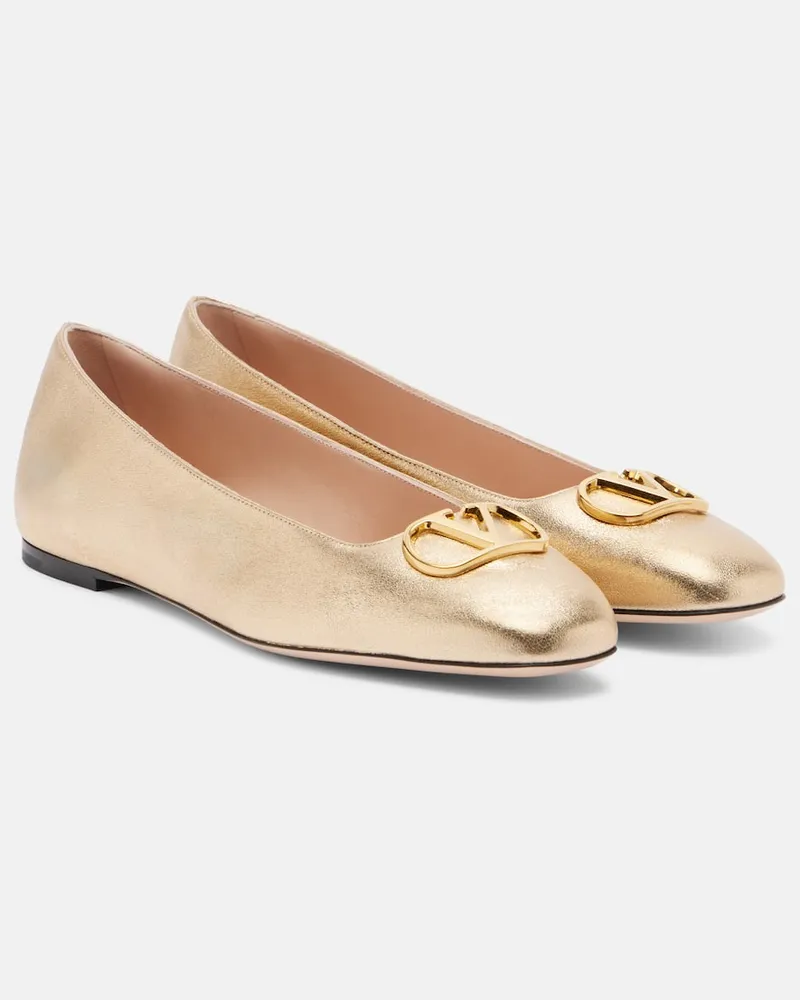 Valentino Garavani Ballerinas VLogo aus Metallic-Leder Gold