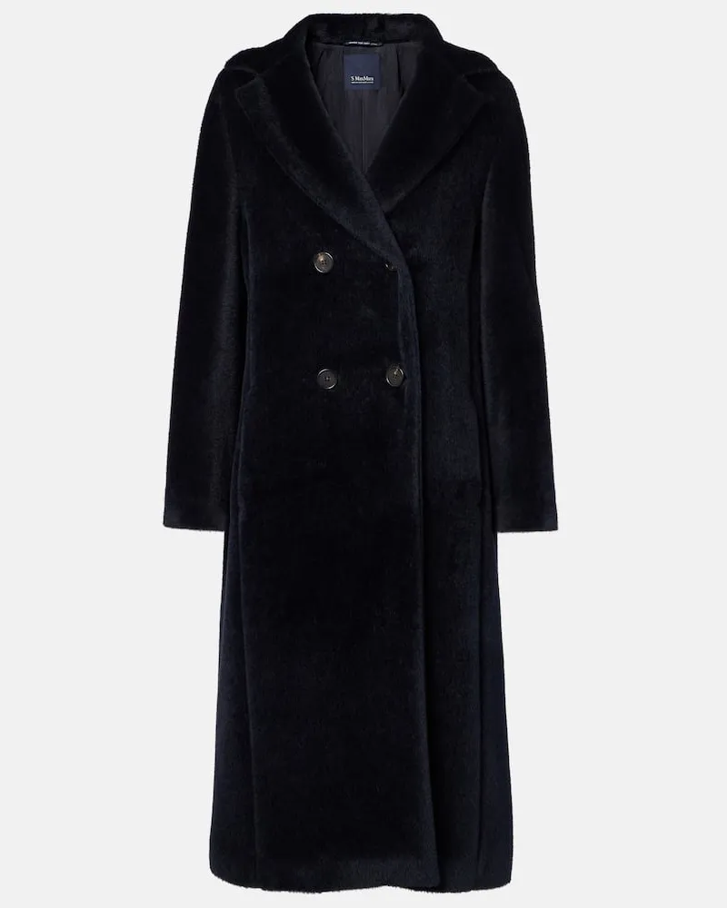 Max Mara Mantel Rosanna aus Alpakawolle und Wolle Blau