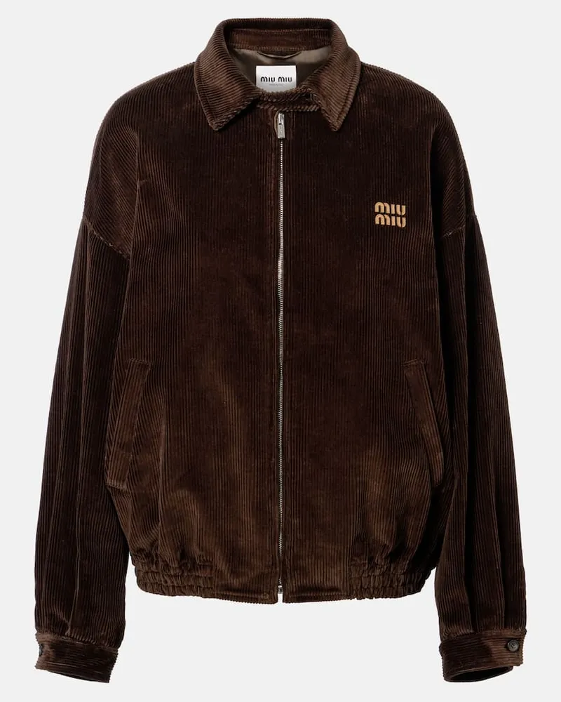 Miu Miu Oversize-Blouson aus Baumwoll-Cord Braun