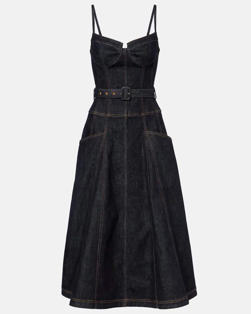 Self-Portrait Bustier-Kleid aus Denim Blau