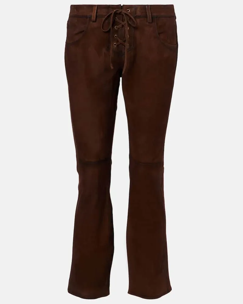 Isabel Marant Low-Rise-Hose Vanel aus Veloursleder Braun
