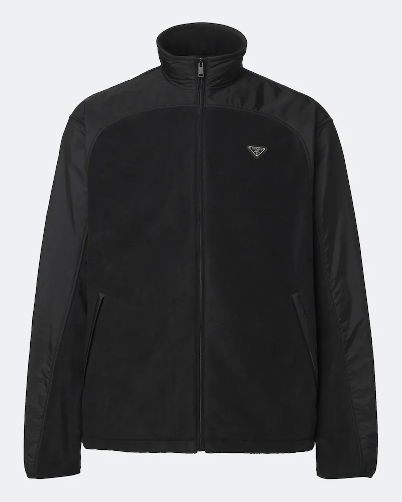 Prada Jacke aus Re-Nylon und Fleece Schwarz