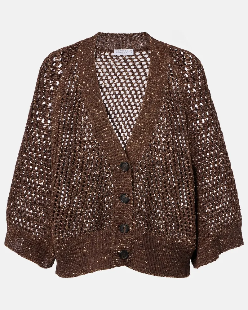 Brunello Cucinelli Cardigan mit Pailletten Braun