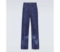 Bedruckte Straight Jeans Jungle