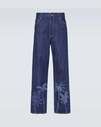 Alanui Bedruckte Straight Jeans Jungle Blau