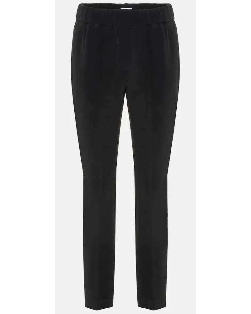 Brunello Cucinelli Cropped-Hose aus einem Seidengemisch Schwarz
