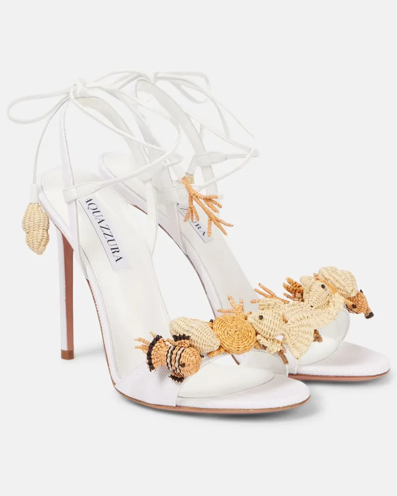 Aquazzura Sandalen Marea 105 aus Raffiabast Weiß