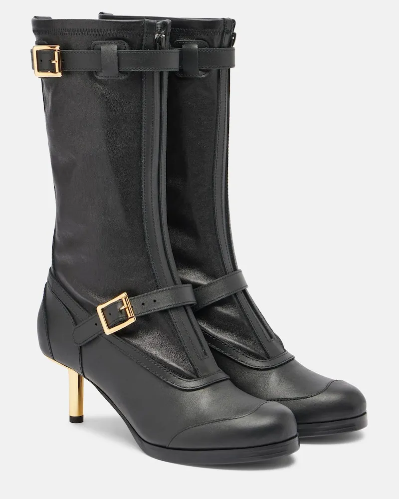 Sacai Stiefel Aviator aus Leder Schwarz