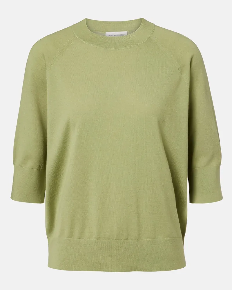 Dries van Noten Pullover aus Wolle Grün