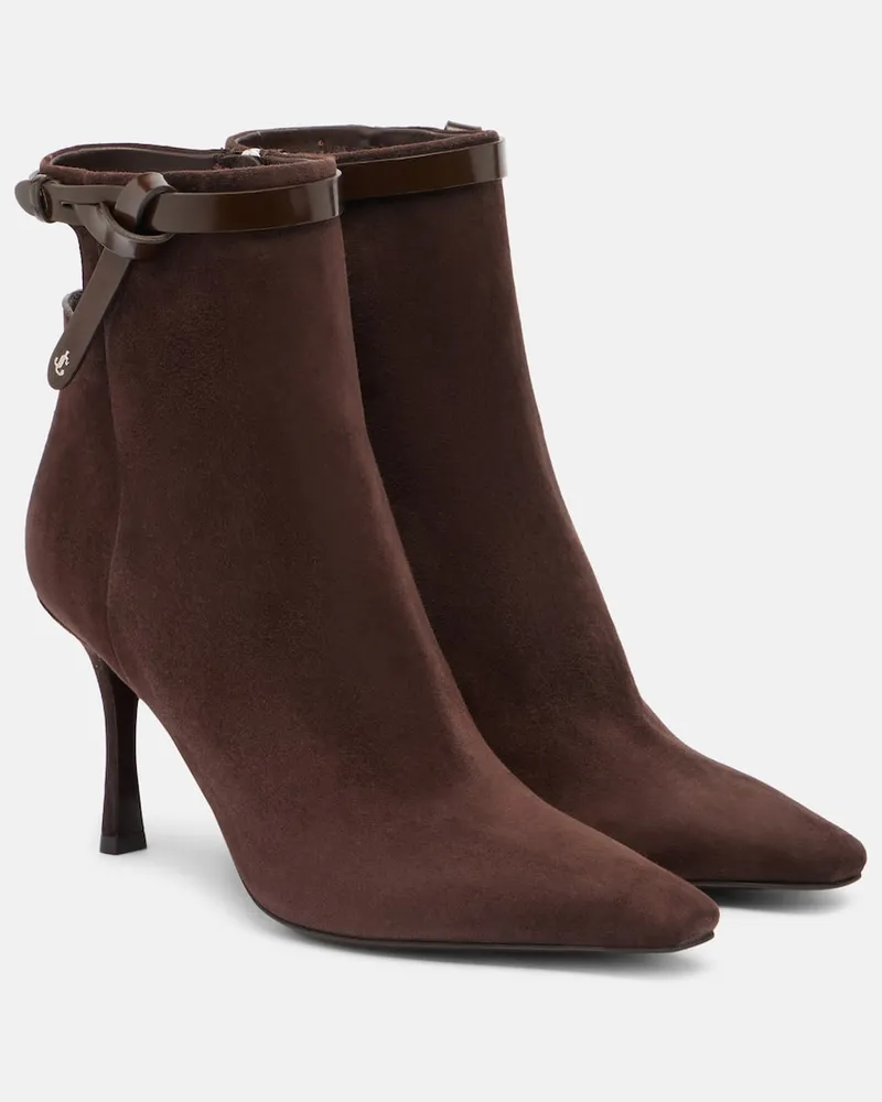 Jimmy Choo Ankle Boots Camie 85 aus Veloursleder Braun