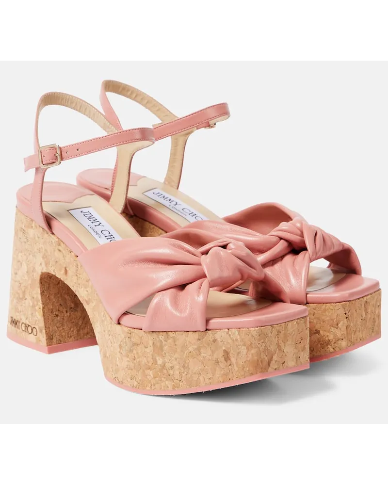 Jimmy Choo Plateausandalen Heloise 95 aus Leder Pink
