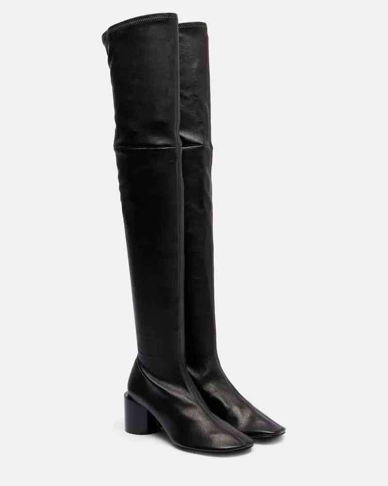 Jil Sander Overknee-Stiefel aus Leder Schwarz