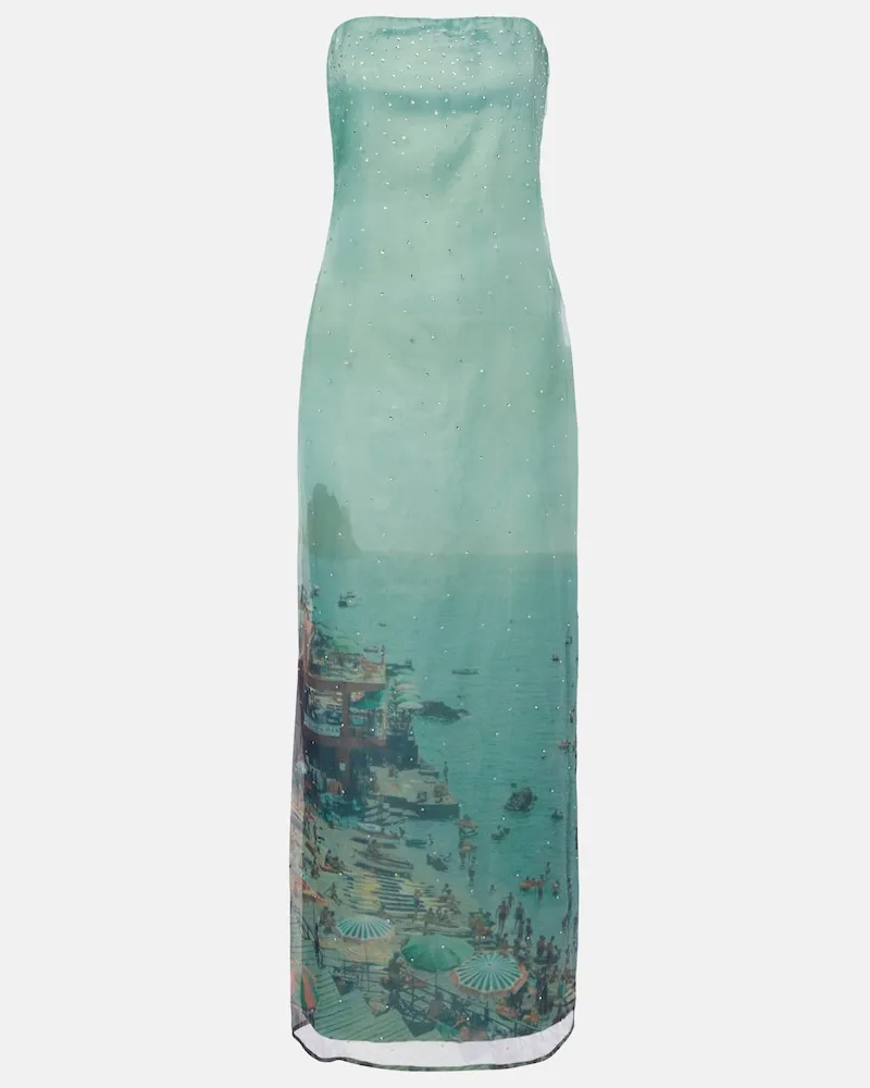 STAUD Maxikleid Amara aus Organza Grün