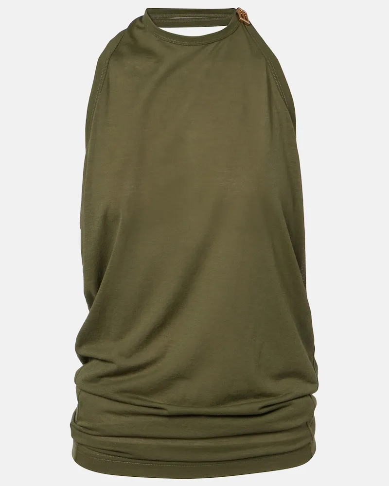 Balenciaga Top aus einem Baumwollgemisch Grün