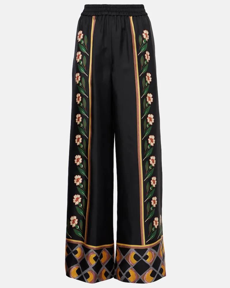 La DoubleJ Palazzo-Hose Dazed Placée aus Seiden-Twill Multicolor