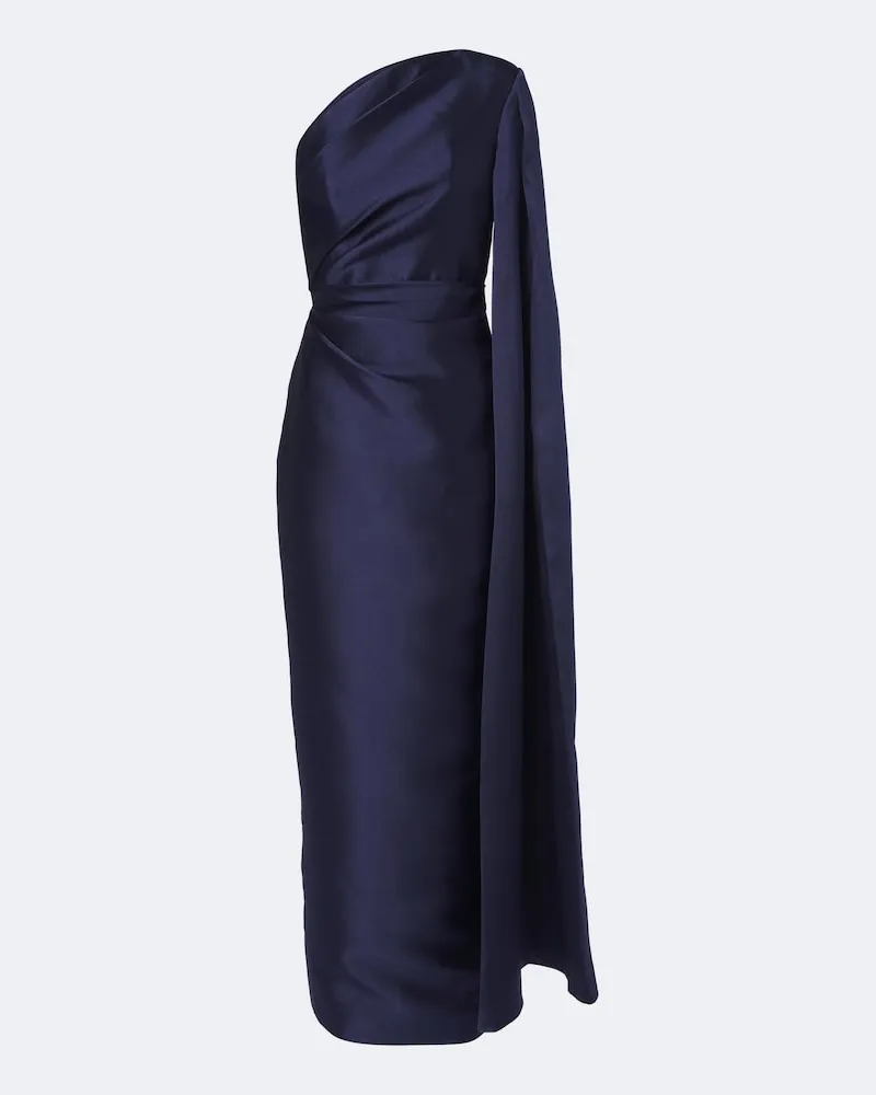 Solace London One-Shoulder Robe Veya aus Satin Blau