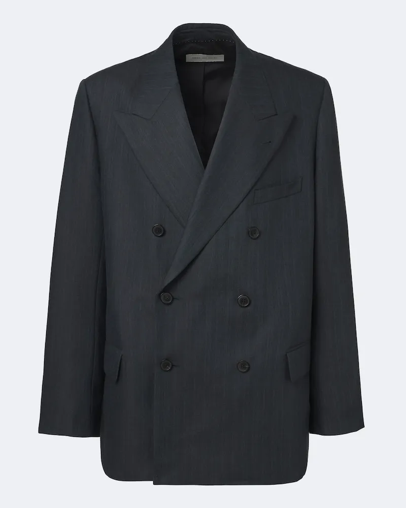 Dries van Noten Zweireihiger Blazer aus Wolle Grau