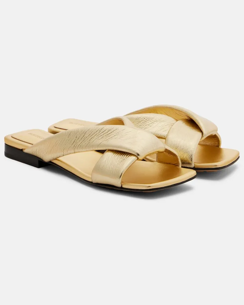 Bottega Veneta Sandalen Riva aus Metallic-Leder Gold