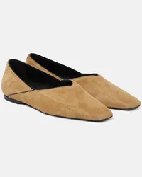 Totême Ballerinas The Everyday Flat aus Veloursleder Beige