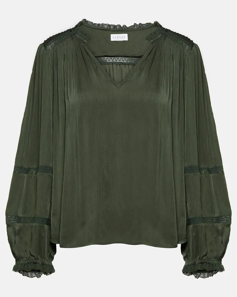 Velvet Bluse Koren mit Spitze Grün