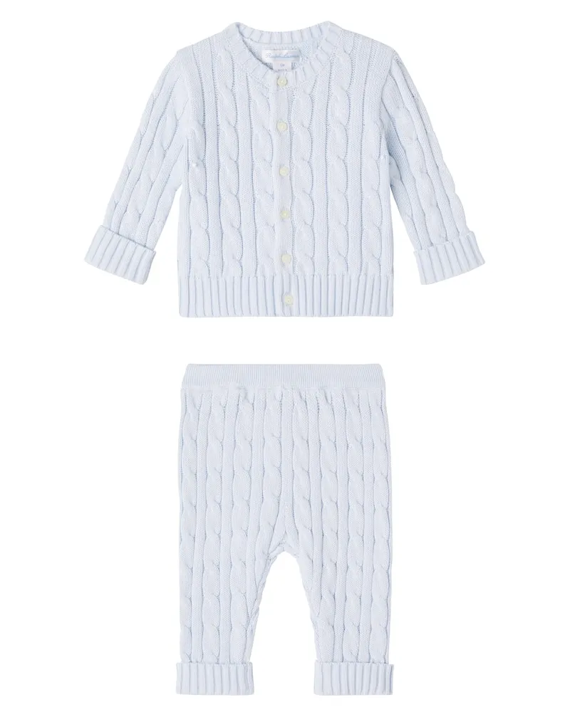 Ralph Lauren Set aus Cardigan und Hose aus Baumwoll-Strick Blau