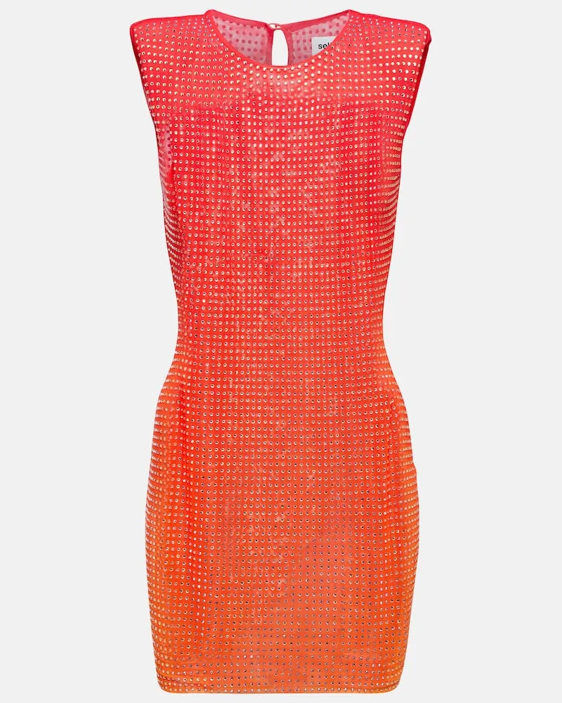 Self-Portrait Verziertes Minikleid Rosa