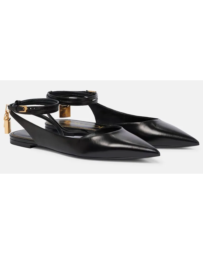 Tom Ford Slingback-Ballerinas Padlock aus Leder Schwarz