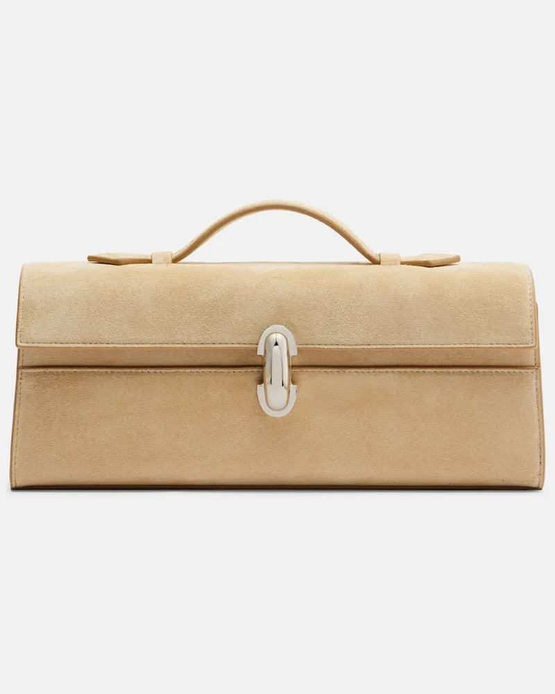 SAVETTE Henkeltasche Symmetry Slim aus Veloursleder Beige
