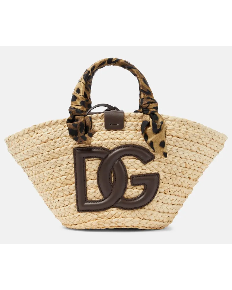 Dolce & Gabbana Tote Kendra Small mit Leder Beige