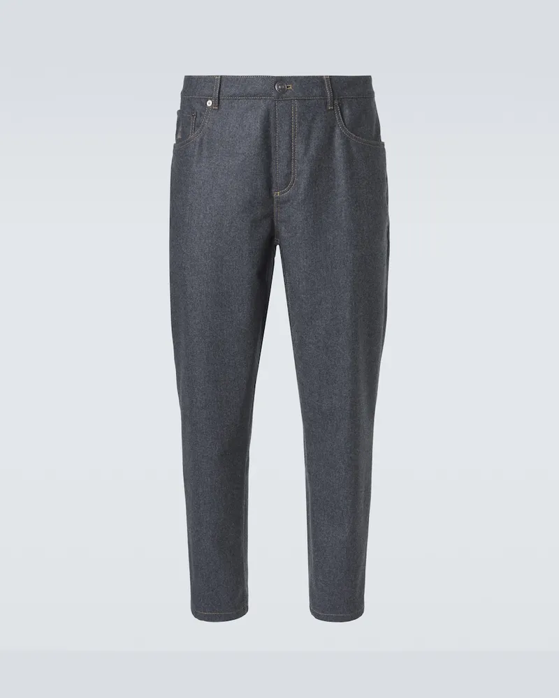 Brunello Cucinelli Gerade Hose aus Schurwolle Grau