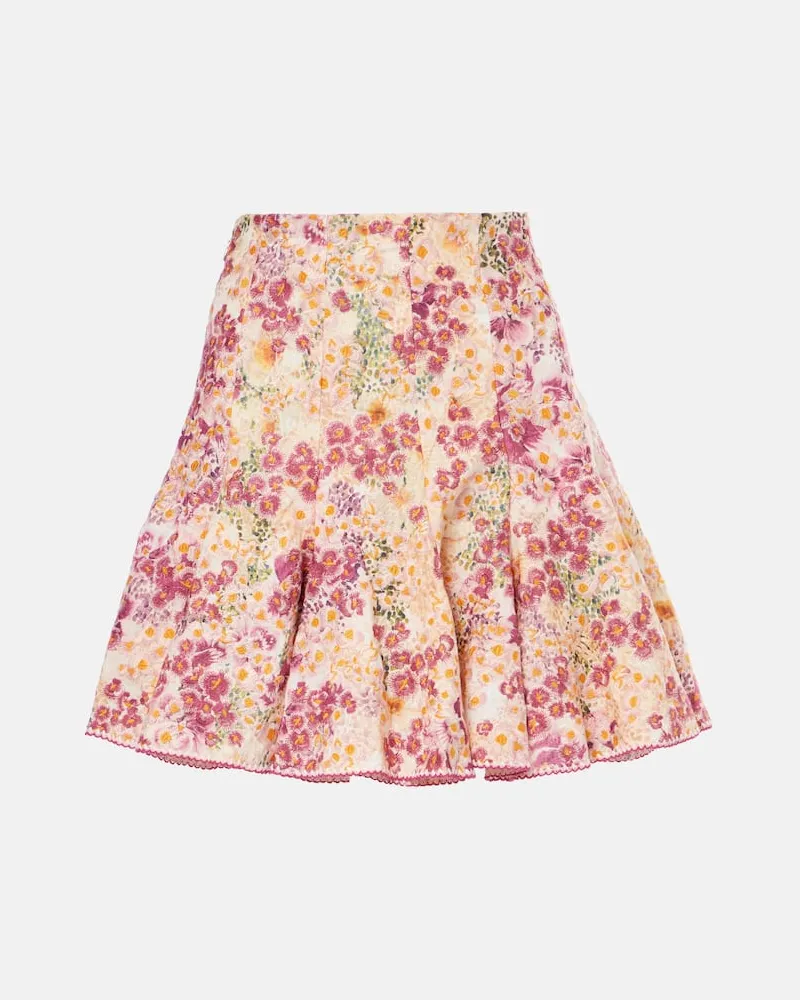 AGUA BENDITA Minirock Cerezo Florecer aus Leinen Multicolor