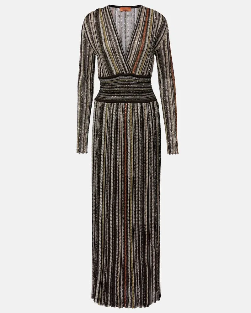 Missoni Robe aus Häkelstrick mit Pailletten Multicolor
