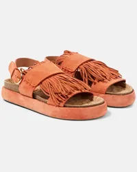 Ulla Johnson Sandalen Alba aus Veloursleder Pink