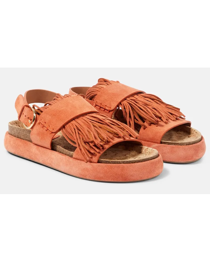 Ulla Johnson Sandalen Alba aus Veloursleder Pink