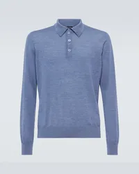 Giorgio Armani Polopullover aus Schurwolle Blau