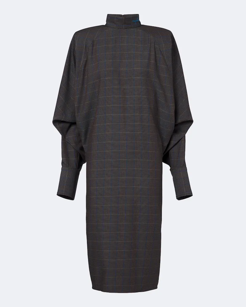 Thierry Mugler Kariertes Midikleid Braun