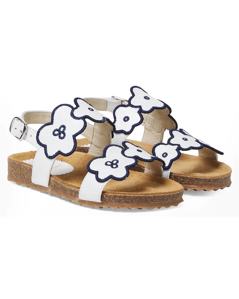 Il Gufo Bestickte Sandalen aus Leder Weiß
